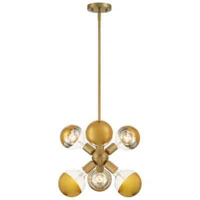 Designer's Fountain Gambit 7 In. 6-light Brushed Gold Modern Pendant Light