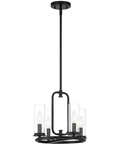 Designer's Fountain Hudson Heights 14" Metal 4 Light Convertible Pendant In Matte Black