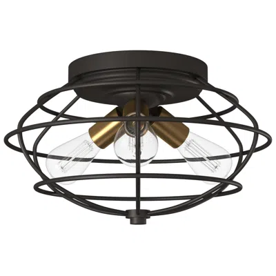 Designer's Fountain Jax Industrial 15" Wide Vintage Bronze 3-light Ceiling Light