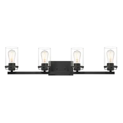 Designer's Fountain Jedrek 33 3/4" Wide Sleek Black 4-light Bath Light