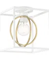 Designer's Fountain Kew Gardens 10" Metal 1 Light Semi Flush In Matte White