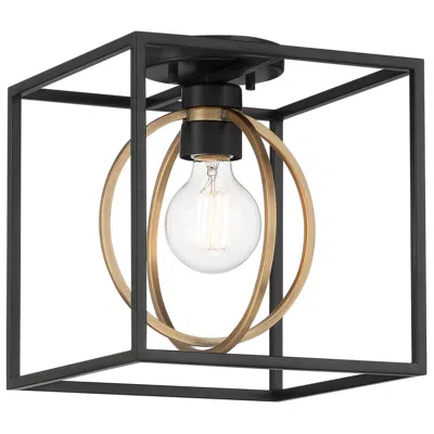 Designer's Fountain Kew Gardens 10"w Matte Black And Satin Brass Ceiling Light