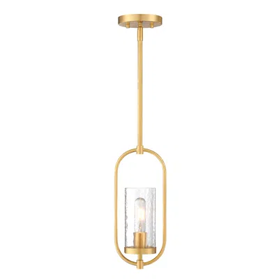 Designer's Fountain Kinona 1-light Brushed Gold Pendant Light With Clear Water Glass Shade