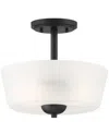 Designer's Fountain Malone 12" Metal 2 Light Semi Flush In Matte Black
