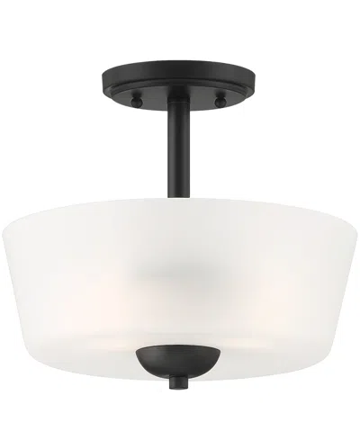Designer's Fountain Malone 12" Metal 2 Light Semi Flush In Matte Black