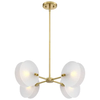 Designer's Fountain Sky Fall 4-light Brushed Gold Contemporary Geometric Chandelier
