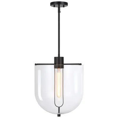 Designer's Fountain Designers Fountain Skylar 15" Matte Black Clear Glass Bowl Pendant