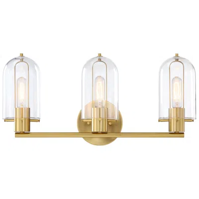 Designer's Fountain Skylar 24.5 In. 3-light Brushed Gold Vanity Light With Clear Glass Shades