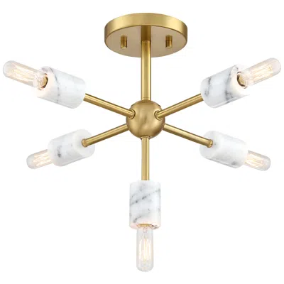 Designer's Fountain Star Dust 16.5 In. 5-light Brushed Gold Mid-century Modern Semi Flush Mount