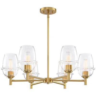 Designer's Fountain Summer Jazz 28" Wide Brushed Gold 6-light Chandelier