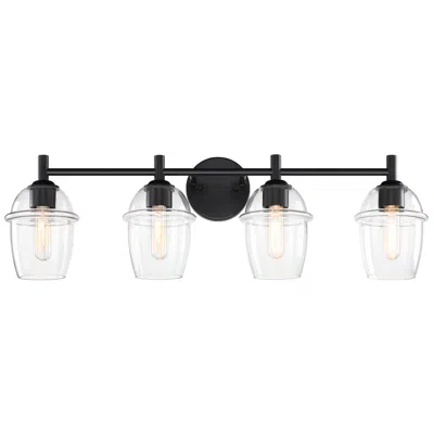 Designer's Fountain Summer Jazz 32 In. 4-light Matte Black Vanity Light With Clear Glass Shades