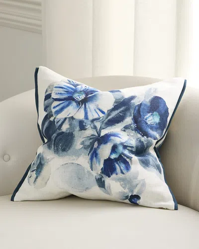 Designers Guild Camellia Floral Decorative Pillow, 20" Square In Blue