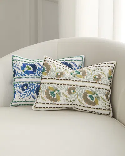 Designers Guild Enamel Flower Decorative Pillow, 12" X 16" In Green