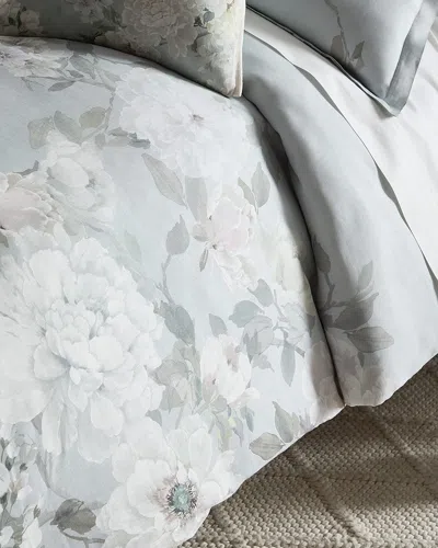 Designers Guild Fleur Blanche Platinum King Duvet Cover In Gray