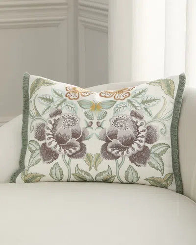 Designers Guild Isabella Embroidered Decorative Pillow, 18" X 24" In Green