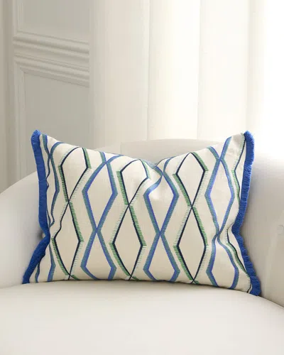 Designers Guild Trevenna Embroidered Decorative Pillow, 18" X 24" In Blue