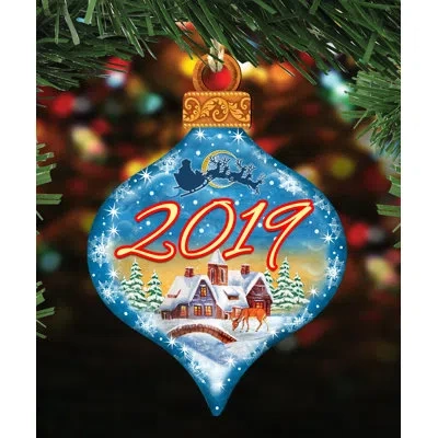Designocracy 2019 Christmas Village Drop Dated Wooden Door Hanger In Multicolor