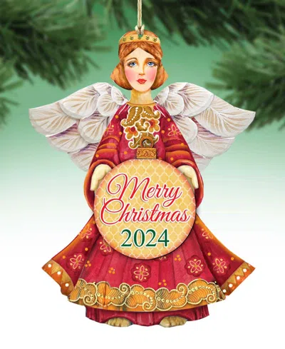 Designocracy 2023 Dated Angel Christmas Wooden Ornaments Holiday Decor Set Of 2 G. Debrekht In Multi Color