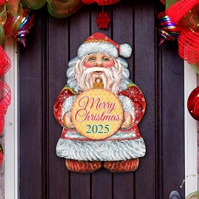 Designocracy 2025 Dated Merry Christmas Santa Door Hanger By G. Debrekht In Red;yellow