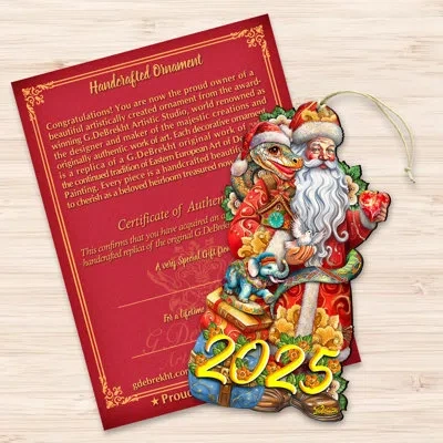 Designocracy 2025 Special: Santa With The Snake Wooden Ornaments By G. Debrekht In Multicolor