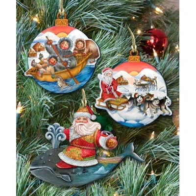 Designocracy 3 Piece Christmas Journey Holiday Shaped Ornament Set In Multicolor