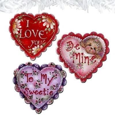 Designocracy 3 Piece Heart Of Love Decorative Wooden Clip-on Ornaments By J. Mills-price