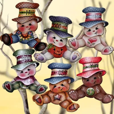 Designocracy 6 Piece Big Hat Brigade Decorative Wooden Clip-on Ornaments By J. Mills-price