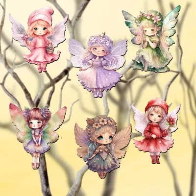 Designocracy 6 Piece Colorful Fairies Decorative Wooden Clip-on Ornaments By G. Debrekht