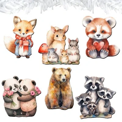 Designocracy 6 Piece Forest Animals Decorative Wooden Clip-on Ornaments By G. Debrekht
