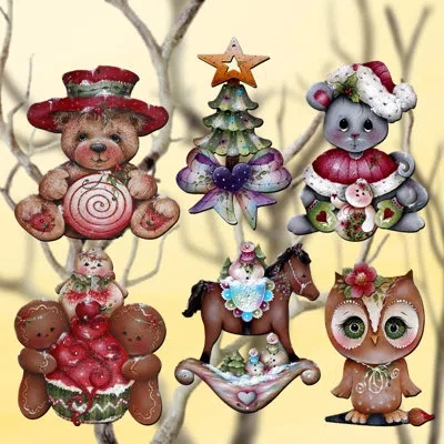 Designocracy 6 Piece Spirit Of Christmas Decorative Wooden Clip-on Ornaments By J. Mills-price