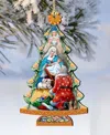 Designocracy Adoration Nativity Tree Christmas Wooden Ornaments Holiday Decor Set Of 2 G. Debrekht In Multi Color