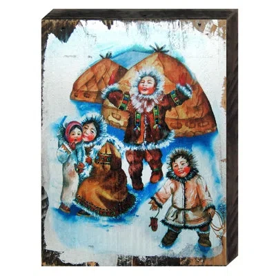 Designocracy Alaska Family Village Art On Board Wall Decor In Silver