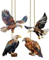 Designocracy Alaskan Eagles Wooden Ornaments, Set Of 4 In Multi