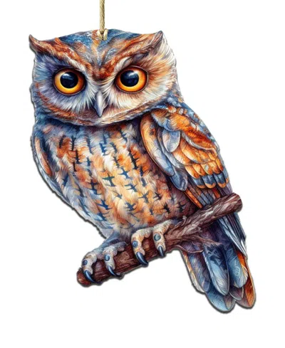 Designocracy Alaskan Great Horned Owl Wooden Ornament In Multi