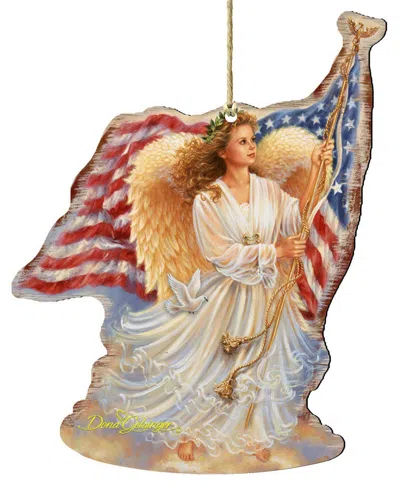 Designocracy American Angel Wooden Ornament In Multi