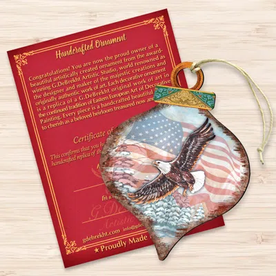 Designocracy American Eagle Drop - 8035216 Wooden Ornaments Set Of 2 In Red