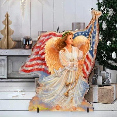 Designocracy American Freedom Angel Home And Outdoor Decor Lawn Art/figurine In Multicolor