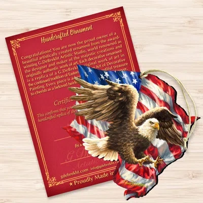 Designocracy American Liberty Eagle Wooden Holiday Shaped Ornament