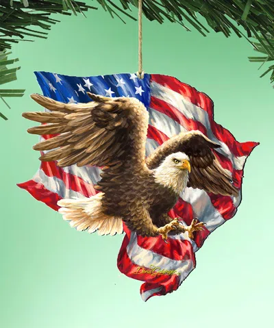 Designocracy American Liberty Eagle Wooden Ornaments Set Of 2 By Dona Gelsinger In Gray