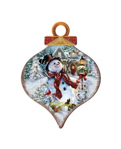 Designocracy An Old Fashioned Christmas Drop Wooden Ornaments, Set Of 2 In Multi