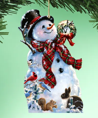Designocracy An Old-fashioned Christmas Wood Ornaments Set Of 2 Drop Holiday In White