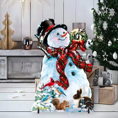 Designocracy An Old-fashioned Christmas Home And Outdoor Decor Lawn Art/figurine In Red,white