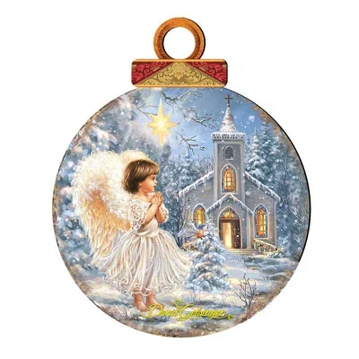 Designocracy Angel At The Chapel Block Holiday Shaped Ornament