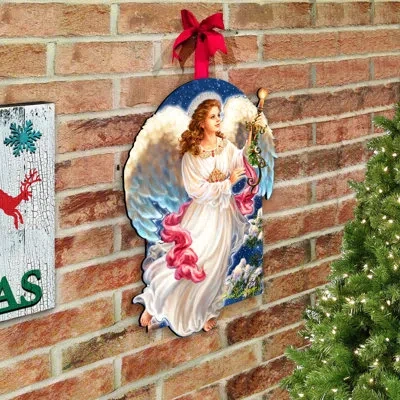 Designocracy Angel Of The Light Wall And Door Hanger Lawn Art/figurine In White,blue