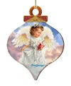 Designocracy Angel With Cardinal Wooden Ornament In Multi