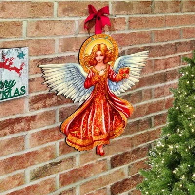 Designocracy Angel With Love Holiday Door Décor By G. Debrekht In Red