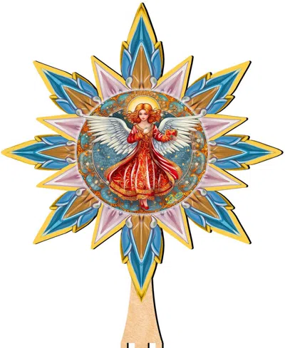 Designocracy Angel With Love Wooden Tree Topper In Multi