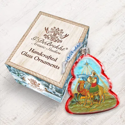 Designocracy Balthazar Three Kings Glass Ornament In Blue