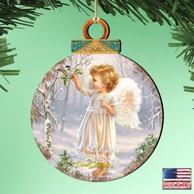 Designocracy Bawoodland Angel Bird Ornaments Set Of 2 Dona Gelsinger Holiday In Green