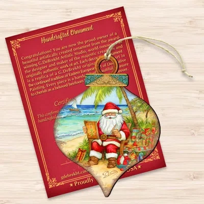 Designocracy Beach Themed Ornaments - Santa's Artistry Wooden Ornaments By G. Debrekht In Blue;green;red